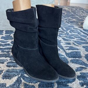 Jessica Simpson Black Suede Leather Ruched Western Boots/Booties Sz 8.5 Slouched